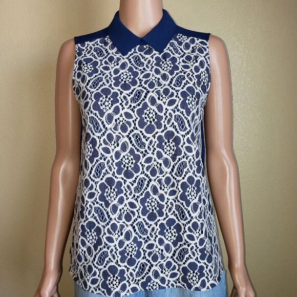 Halogen Women's Sleeveless Lace Front Blouse - Picture 1 of 6